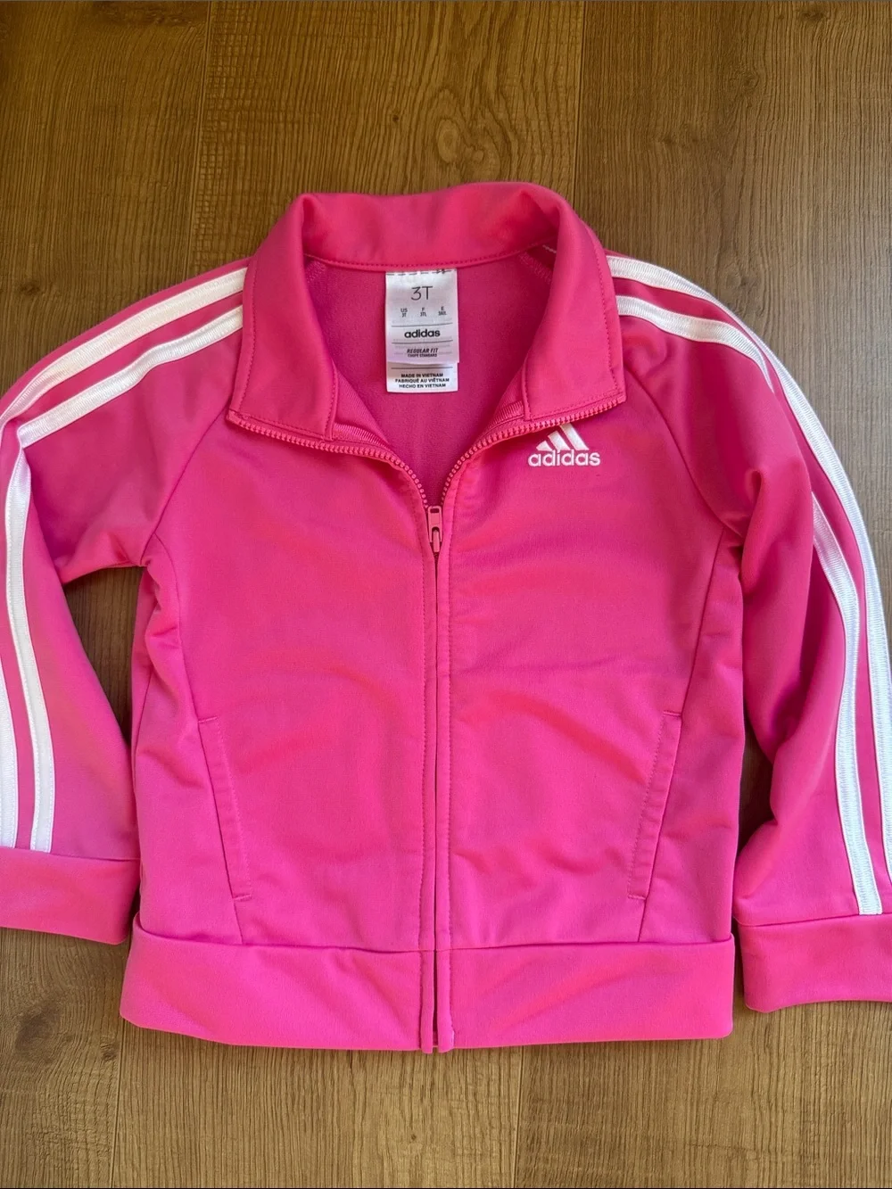 adidas Hot Pink Girls' Track Jacket & Pants Set with White Stripes